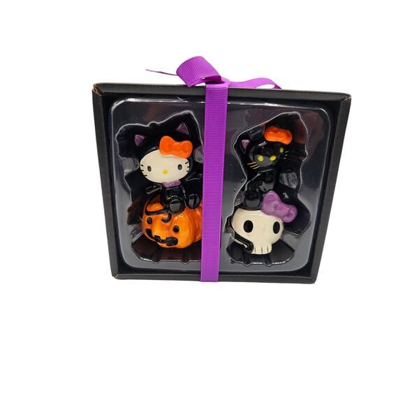 Hello Kitty Sanrio Halloween Salt and Pepper‎ Shakers NIB Cat Pumpkin Skull Set - Picture 1 of 8